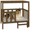 Cama perros madera maciza pino marrón miel 105.5x83.5x100 cm 4