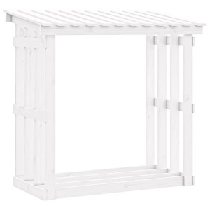 Leñero de madera maciza de pino blanco 108x64.5x109 cm H