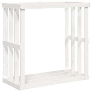 Suporte de lenha p/ exterior 108x52x106 cm pinho maciço branco H