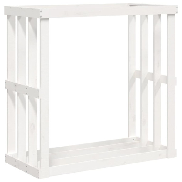 Suporte de lenha p/ exterior 108x52x106 cm pinho maciço branco M 2
