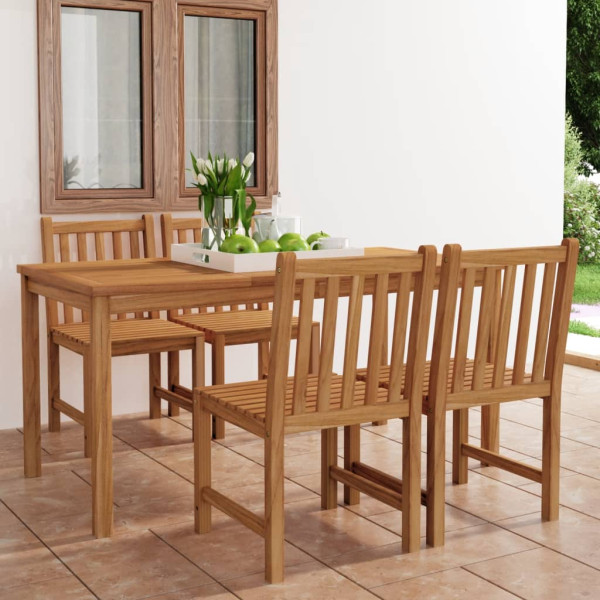 Conjunto de comedor de jardín 5 piezas madera maciza de teca D