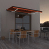 Toldo manual retráctil con LED naranja y marrón 450x350 cm 1