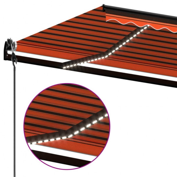 Toldo automático LED sensor de viento naranja marrón 450x350 cm M 5