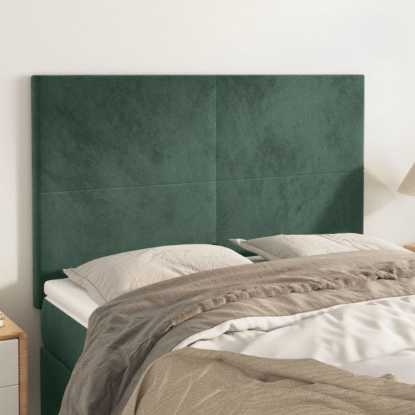 Cabeceros 4 unidades terciopelo verde oscuro 72x5x78/88 cm D