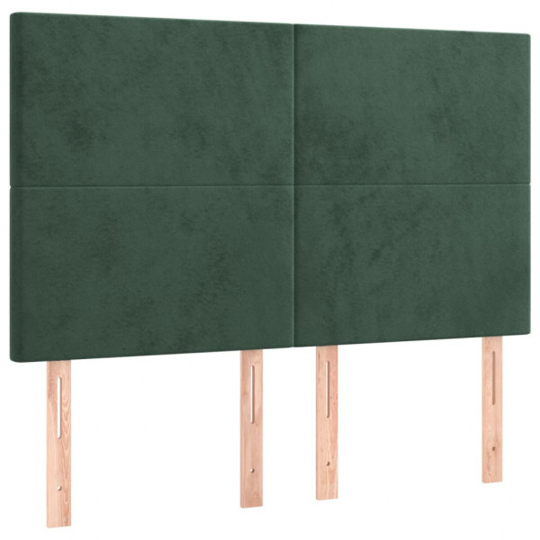 Cabeceira de cama 4 pcs veludo 72x5x78/88 cm verde-escuro M 2