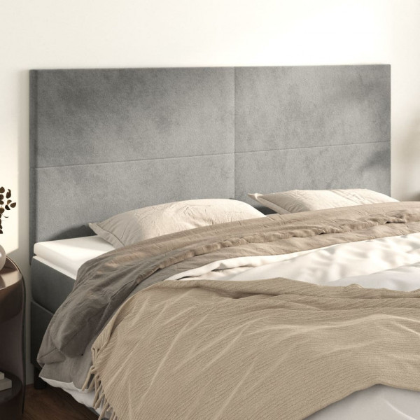 Cabeceros 4 unidades de terciopelo gris claro 80x5x78/88 cm D