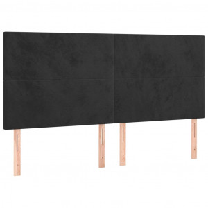 Cabeceros 4 unidades de terciopelo negro 80x5x78/88 cm H