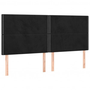 Cabeceros 4 unidades de terciopelo negro 90x5x78/88 cm H