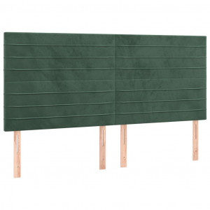 Cabeceira de cama 4 pcs veludo 100x5x78/88 cm verde-escuro H