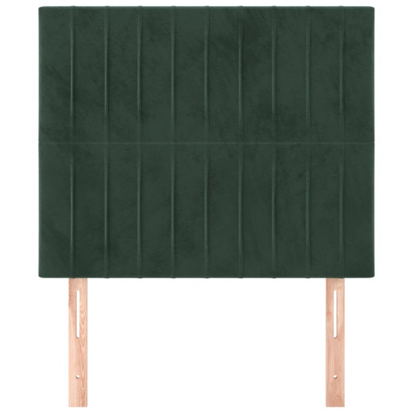 Cabeceira de cama 2 pcs veludo 100x5x78/88 cm verde-escuro M 3