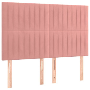 Cabeceros 4 unidades terciopelo rosa 72x5x78/88 cm H