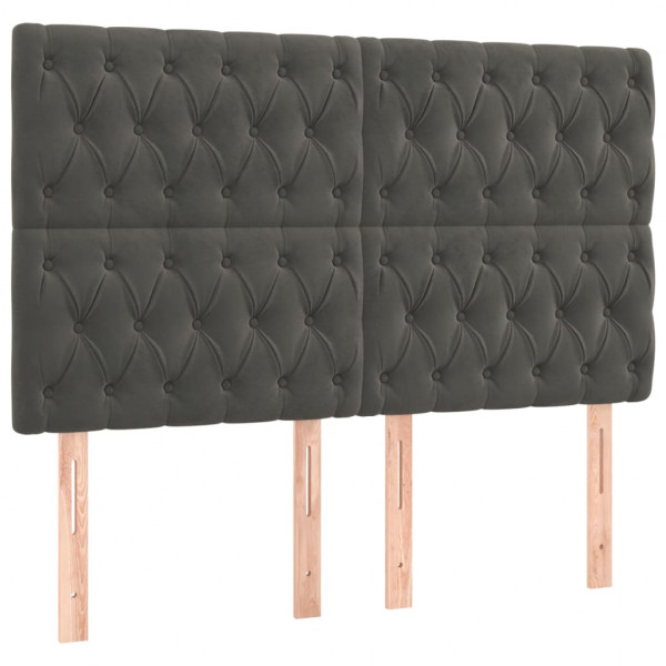 Cabeceros 4 unidades de terciopelo gris oscuro 80x7x78/88 cm M 2