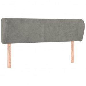 Cabeceira de cama c/ abas veludo 147x23x78/88 cm cinzento-claro H