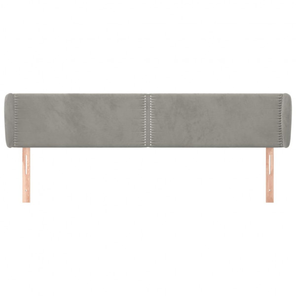 Cabeceira de cama c/ abas veludo 203x23x78/88 cm cinzento-claro M 3