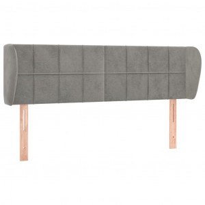 Cabeceira de cama c/ abas veludo 147x23x78/88 cm cinzento-claro H