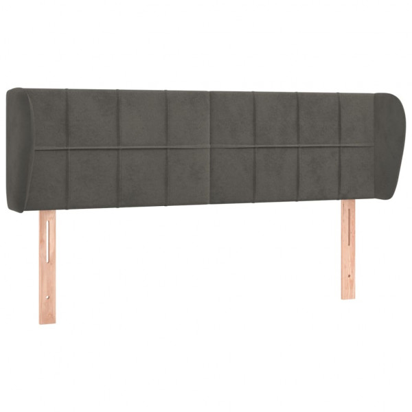 Cabeceira de cama c/ abas veludo 147x23x78/88cm cinzento-escuro M 2