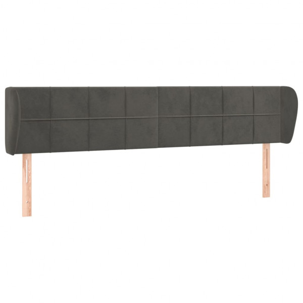 Cabeceira de cama c/ abas veludo 183x23x78/88cm cinzento-escuro M 2