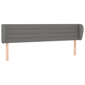 Cabeceira de cama c/ abas tecido 163x23x78/88cm cinzento-escuro H