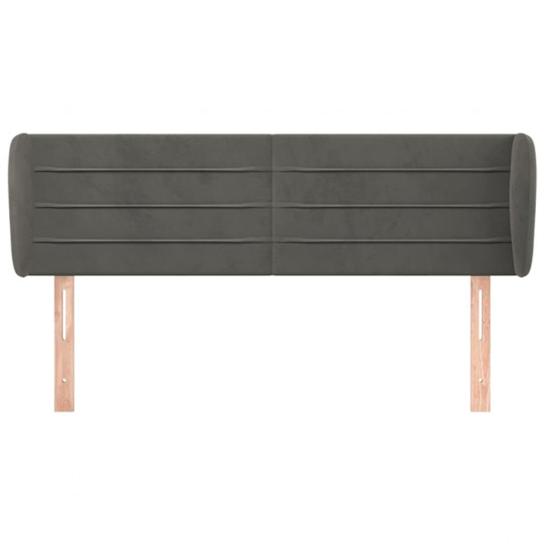 Cabeceira de cama c/ abas veludo 147x23x78/88cm cinzento-escuro M 3