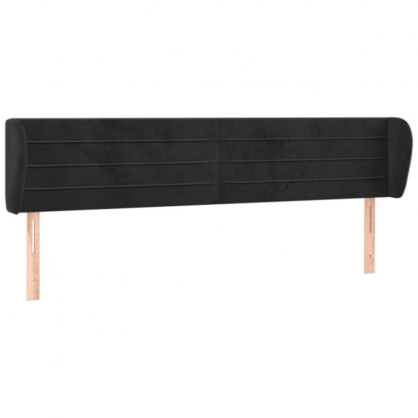 Cabeceira de cama c/ abas veludo 163x23x78/88 cm preto M 2