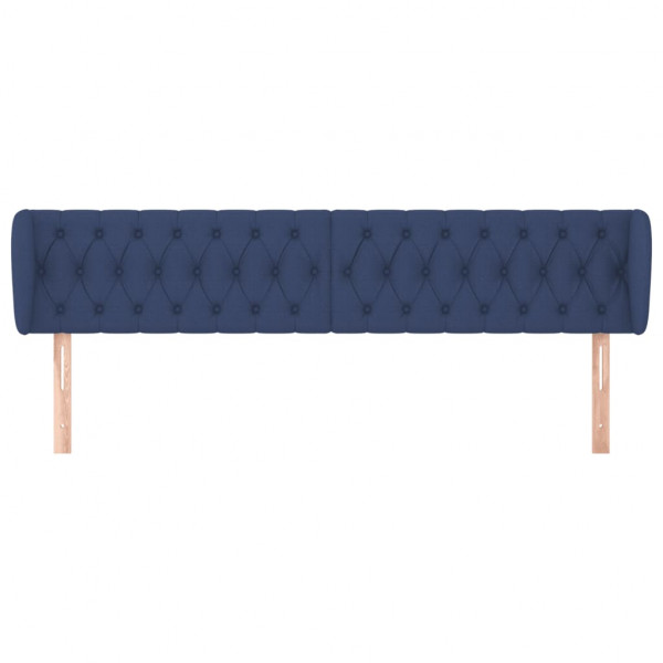 Cabeceira de cama c/ abas tecido 203x23x78/88 cm azul M 2