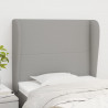 Cabeceira de cama c/ abas tecido 83x23x118/128cm cinzento-claro 1