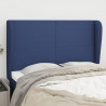 Cabeceira de cama c/ abas tecido 147x23x118/128 cm azul 1