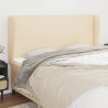 Cabeceira de cama c/ abas tecido 203x23x118/128 cm creme 1