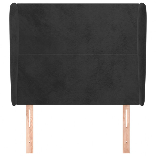 Cabeceira de cama c/ abas veludo 83x23x118/128 cm preto M 3