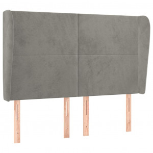 Cabeceira de cama c/ abas veludo 147x23x118/128cm cinza-claro H