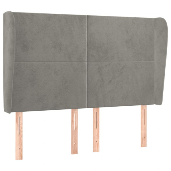 Cabeceira de cama c/ abas veludo 147x23x118/128cm cinza-claro M 2