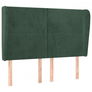 Cabeceira cama c/ abas veludo 147x23x118/128 cm verde-escuro H