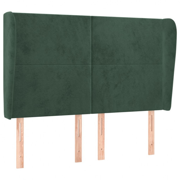 Cabeceira cama c/ abas veludo 147x23x118/128 cm verde-escuro M 2