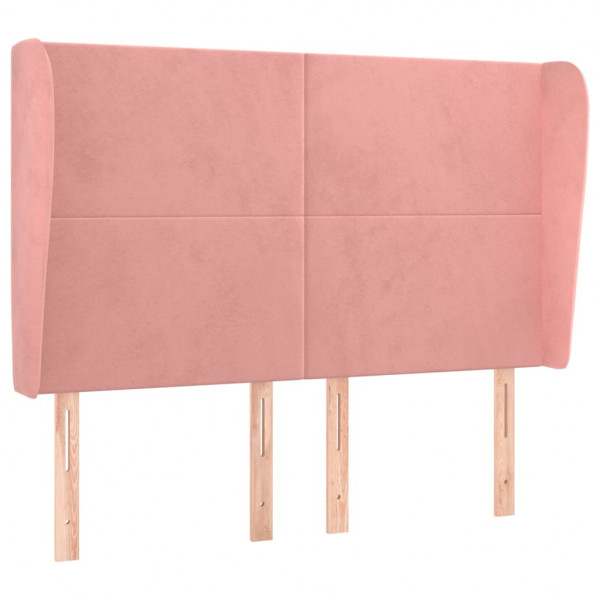 Cabeceira de cama c/ abas veludo 147x23x118/128 cm rosa M 2