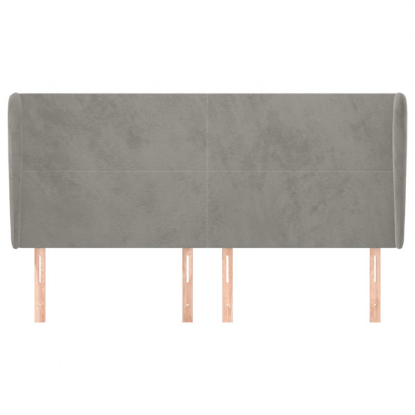 Cabecero con orejas de terciopelo gris claro 163x23x118/128 cm M 3