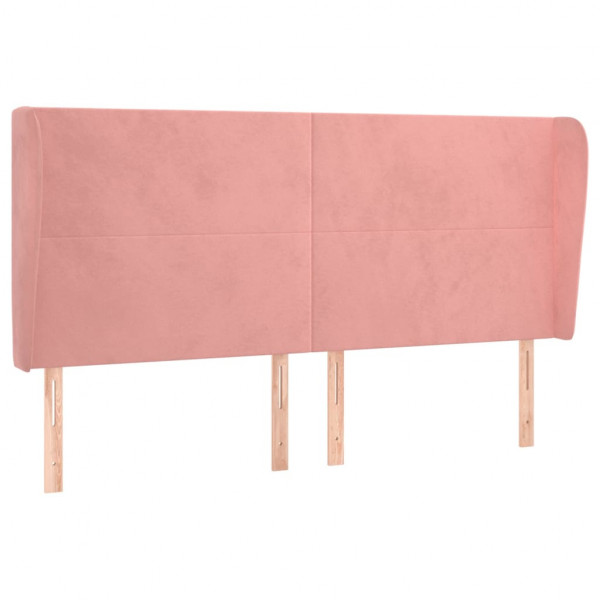 Cabecero con orejas de terciopelo rosa 203x23x118/128 cm M 2