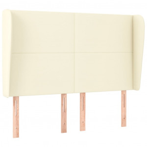 Cabeceira cama c/ abas couro artificial 147x23x118/128 cm creme H