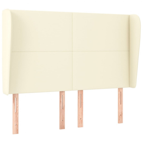 Cabecero con orejas de cuero sintético crema 147x23x118/128cm M 2