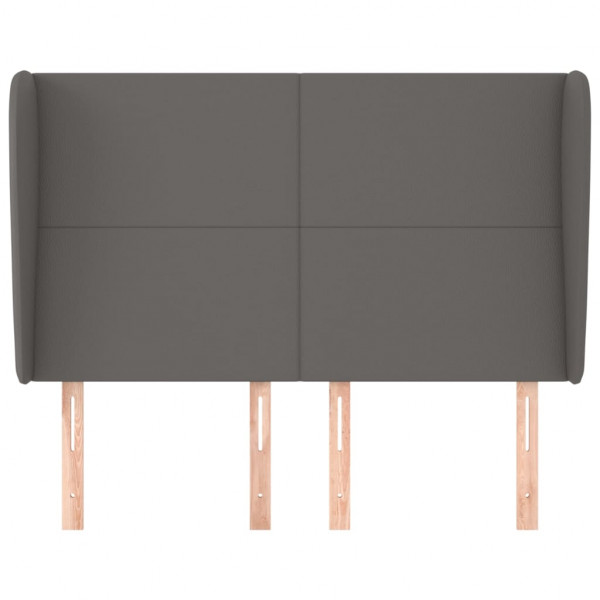 Cabecero con orejas de cuero sintético gris 147x23x118/128cm M 3