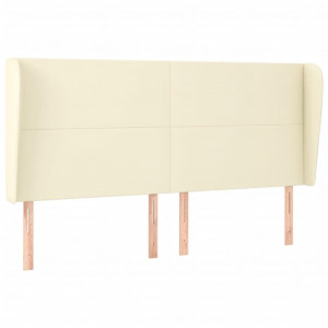 Cabeceira com orelhas couro sintético creme 163x23x118/128cm H