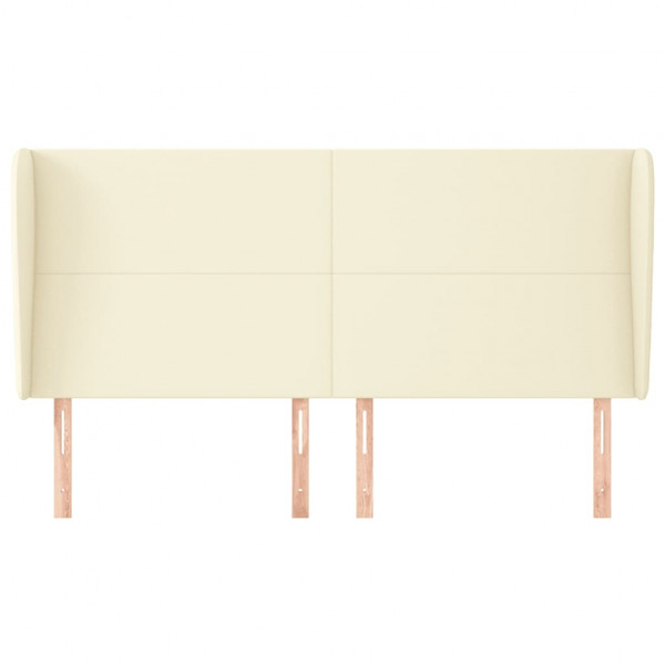 Cabecero con orejas cuero sintético crema 163x23x118/128cm M 3