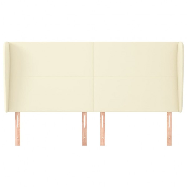 Cabecero con orejas cuero sintético crema 183x23x118/128cm M 3