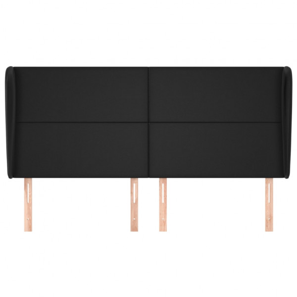 Cabecero con orejas cuero sintético negro 203x23x118/128 cm M 3