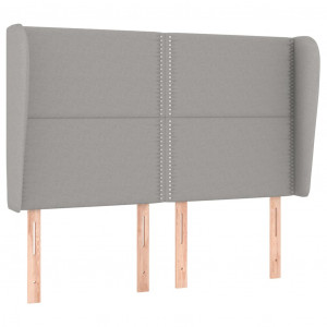 Cabecero con orejas de tela gris claro 147x23x118/128 cm H