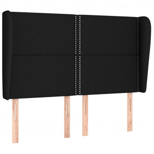 Cabecero con orejas de tela negro 147x23x118/128 cm H