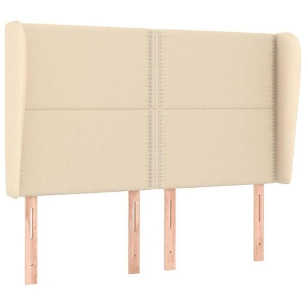 Cabeceira de cama c/ abas tecido 147x23x118/128 cm creme M 2