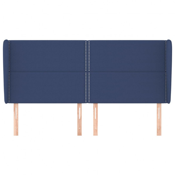 Cabeceira de cama c/ abas tecido 203x23x118/128 cm azul M 3