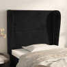 Cabeceira de cama c/ abas veludo 93x23x118/128 cm preto 1
