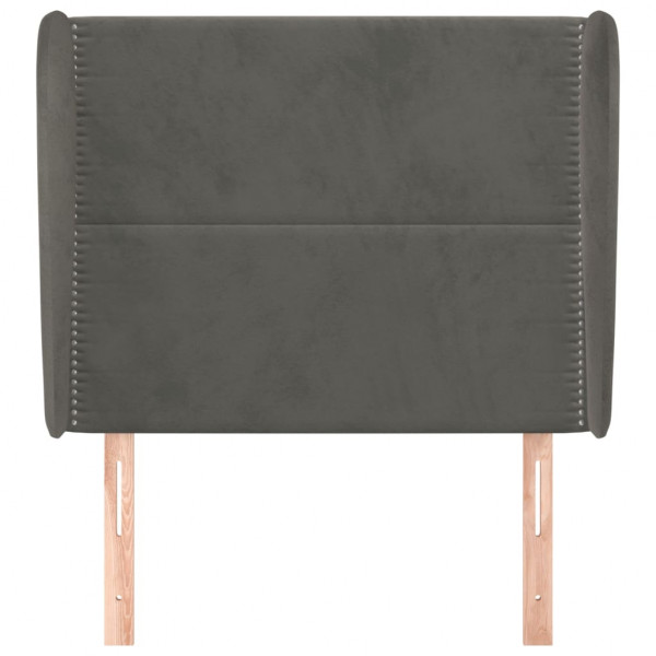 Cabeceira cama c/ abas veludo 103x23x118/128 cm cinzento-escuro M 3
