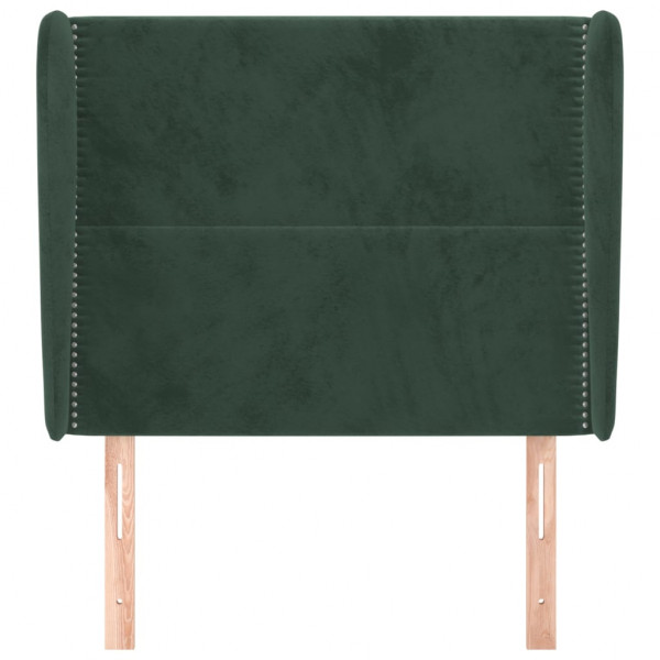 Cabecero con orejas de terciopelo verde oscuro 103x23x118/128cm M 3